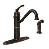 Moen Wetherly One Handle Bronze Kitchen Faucet Side Sprayer Included