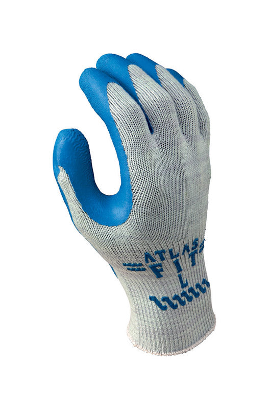 Atlas Showa Atlas Fit Unisex Indoor/Outdoor Rubber Latex Coated Work Gloves Blue/Gray L 1 pair