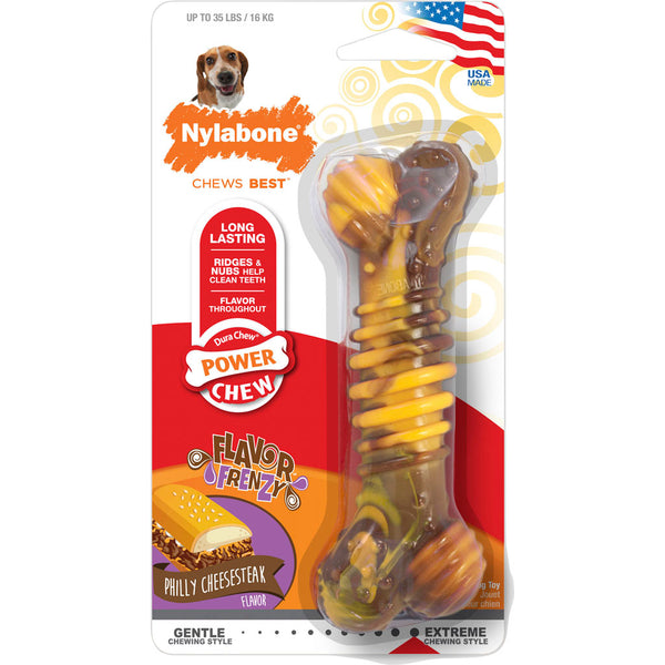 Nylabone Flavor Frenzy Dura Chew Textura Hueso Cheesesteak Sabor Lobo