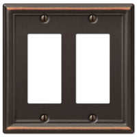 Amerelle Chelsea Aged Bronze 2 gang Stamped Steel Decorator Wall Plate 1 pk