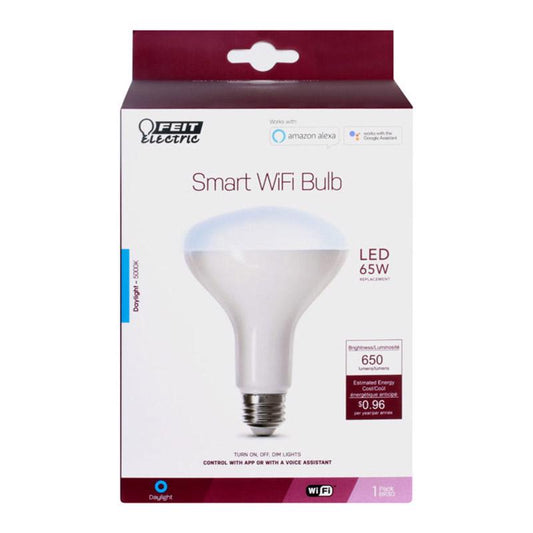 Feit LED Smart BR30 E26 (Medium) Smart-Enabled Smart WiFi LED Bulb Daylight 65 Watt Equivalence 1 pk