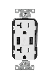 Leviton Decora 20 amps 125 V Duplex White Outlet and USB Charger 5-20R 1 pk - Open Box