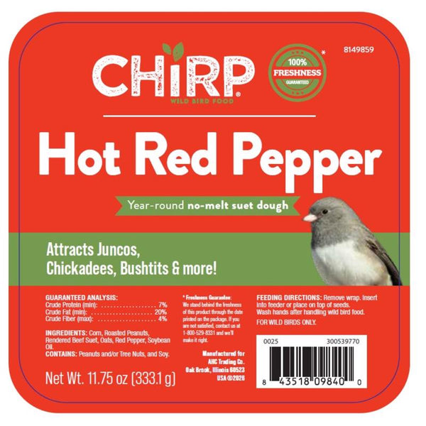 Chirp Hot Pepper No Melt Suet Hot Pepper Suet 11.75 oz (Pack of 12)