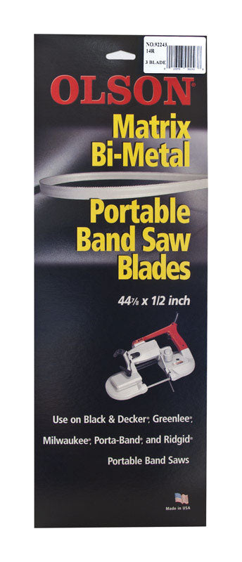 Olson 44.9 in. L X 0.5 in. W Bi-Metal Portable Band Saw Blade 14 TPI Regular teeth 3 pk