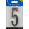 Hillman Distinctions 4 in. Silver Brushed Nickel Self-Adhesive Number 5 1 pc (Pack of 3)