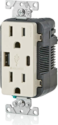 Leviton Decora 15 amps 125 V Type A/C Duplex Light Almond Outlet and USB Charger 5-15R 1 pk