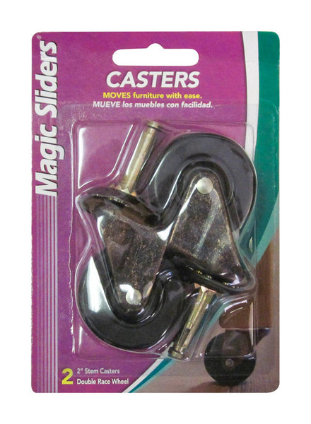 RUEDAS CON VÁSTAGO NEGRO DE 2" (PAQUETE DE 2)
