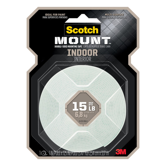 Scotch Mount Double Sided 1 in. W X 125 in. L Mounting Tape White