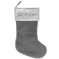 Celebrations Home Gray/White Frosty Let It Snow Christmas Stocking 20 in. (Pack of 12)