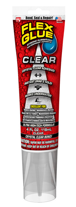Flex Seal Family of Products Flex Glue Clear Rubberized Waterproof Adhesive 4 oz