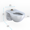 TOTO® TORNADO FLUSH® Commercial Flushometer Wall-Mounted Toilet with CEFIONTECT, Elongated,  Cotton White - CT728CUG#01