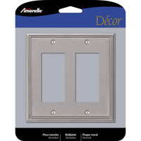 Amerelle Metro Brushed Nickel 2 gang Die-Cast Metal Decorator Wall Plate 1 pk