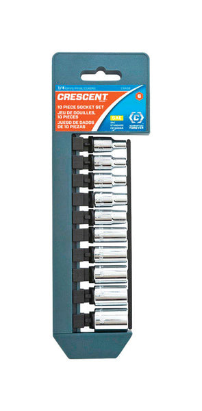Crescent 1/4 in. X 1/4 in. drive SAE 6 Point Socket Set 10 pc
