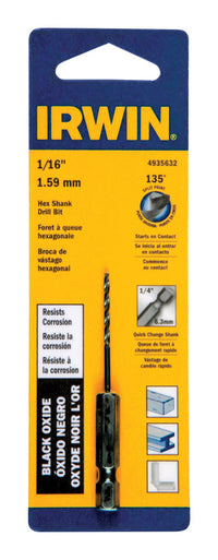 Irwin 1/16 in. X 2-5/8 in. L High Speed Steel Drill Bit Quick-Change Hex Shank 1 pc
