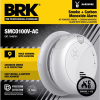 BRK Voice and Location Alert Hard-Wired w/Battery Back-Up Photoelectric Smoke and Carbon Monoxide Detectors