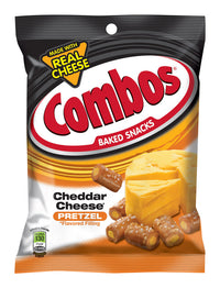 Combos Baked Snacks Cheddar Cheese Filled Pretzels 6.2 oz. Pegged (Pack of 12)