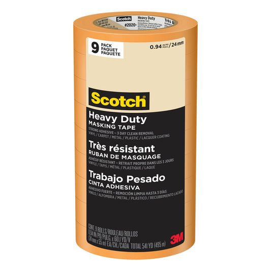 Scotch 2020+-24ap9 0.94 X 60.1 Yards Orange Heavy Duty Masking Tape 9 Count