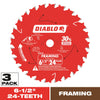 Diablo Tracking Point 6-1/2 in. D X 5/8 in. TiCo Hi-Density Carbide Framing Saw Blade 24 teeth 3 pk