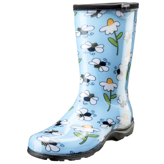 Sloggers 5020beebl08 Size 8 Women'S Blue Bee & Flower Print Rain & Garden Boot