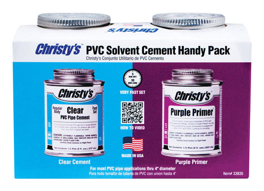 Christy's Handy Pack Clear/Purple Primer and Cement For CPVC/PVC 2 oz
