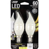 Feit CA10 (Flame Tip) E12 (Candelabra) LED Bulb Soft White 60 Watt Equivalence 2 pk