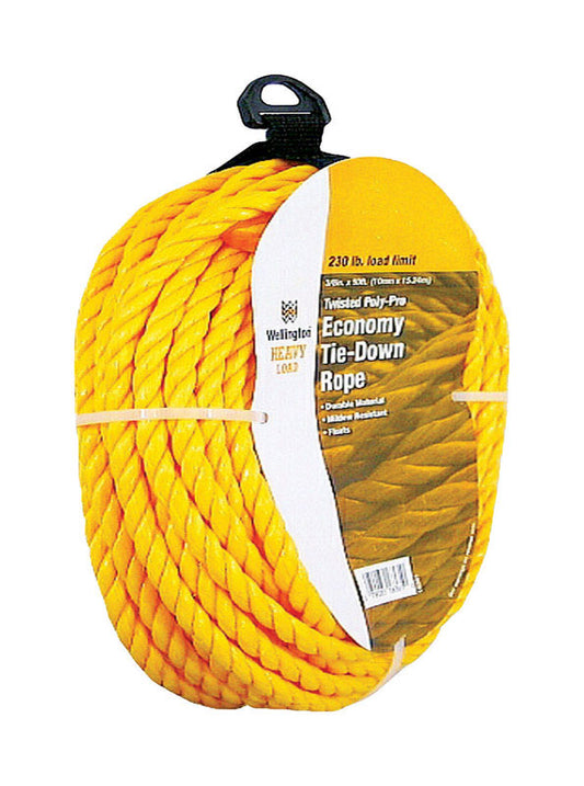Wellington 3/8 in. D X 50 ft. L Yellow Twisted Polypropylene Tie-Down Rope