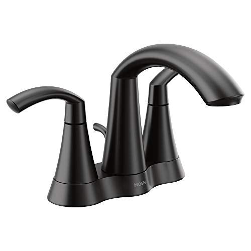 Matte black two-handle high arc bathroom faucet