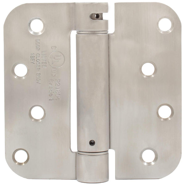 Self-Closing Door Hinge, 4 Inches, 5/8" Radius Corner, Satin Stainless Steel by Stone Harbor Hardware