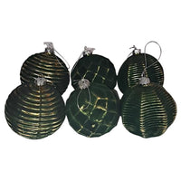 Sullivans Gold/Green Geometric Textured Ball Ornament 4 in. (Pack of 8)