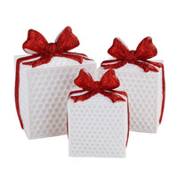 Lin-Con Marketing Omega Bright Designs LED White with Red Bows Gift Box Table Decor 6 in. (Pack of 4)