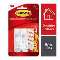 3M Command Medium Plastic Hook 3-7/8 in. L 2 pk