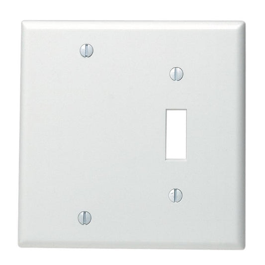 Leviton White 2 gang Thermoset Plastic Blank/Toggle Wall Plate 1 pk