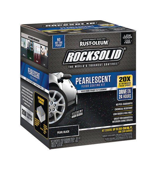 Rust-Oleum Rock Solid Pearlescent Pearl Black Floor Coating Kit 80 oz.