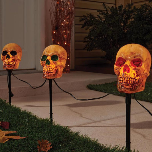 Celebrations Clear 6 in. Incandescent Halloween Skull Pathway Decor