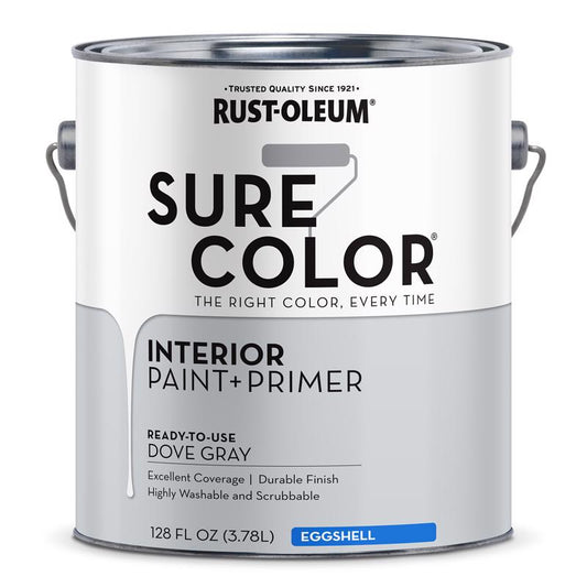 Rust-Oleum Sure Color Eggshell Dove Gray Water-Based Paint + Primer Interior 1 gal (Pack of 2)