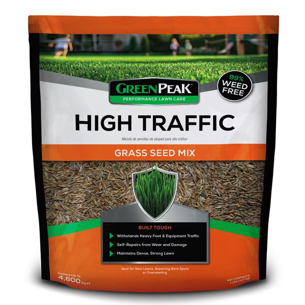 Semillas de césped GreenPeak para sol o sombra y zonas de mucho tránsito, 7 lb