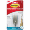 3M Command 1.18 in. L Satin Nickel Silver Adhesive Hook