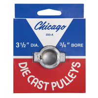 Chicago Die Cast 3-1/2 in. D X 3/4 in. D Zinc Single V-Grooved Pulley