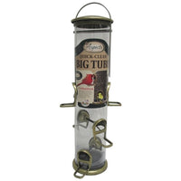 Quick-Clean Big Tube Seed Feeder 6 ports, Antique Brass, 3.5 qt.Cap