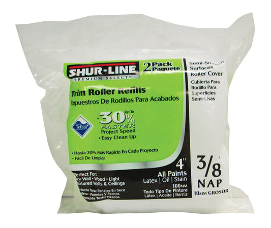 Shur-Line  Knit  3/8 in.  x 4 in. W Trim  Paint Roller Cover  2 pk