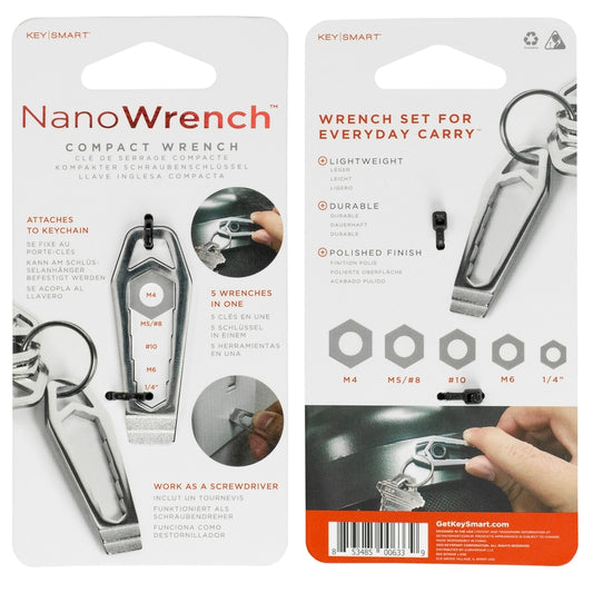 KeySmart Nano Wrench Stainless Steel Silver Wrench Key Chain (Pack of 6)
