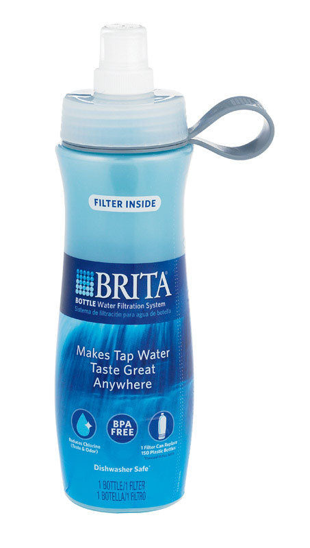 Brita  Blue  Plastic  Soft sided  Filtered Water Bottle  BPA Free 24 oz.