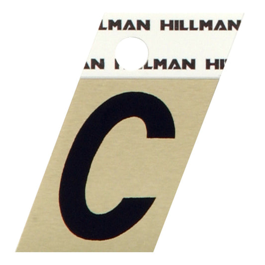 Hillman 1.5 in. Reflective Black Metal Self-Adhesive Letter C 1 pc (Pack of 6)