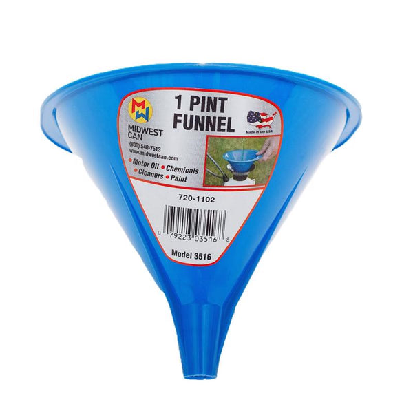 Embudo Midwest Can azul de polietileno de 5 in de alto, 1 pt