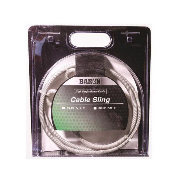 Eslinga de cable de acero galvanizado Baron de 3/8-1/2 pulg. de diámetro x 9 pies de largo