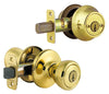 Kwikset Tylo Polished Brass Entry Lock and Single Cylinder Deadbolt 1-3/4 in.