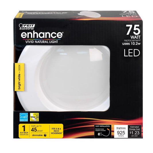 Feit Enhance Bright White 5-6 in. W LED Dimmable Recessed Downlight 10.2 W
