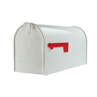 Architectural Mailboxes Elite Classic Galvanized Steel Post Mount White Mailbox
