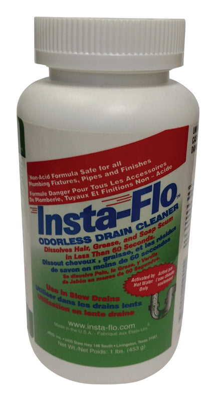 Insta-Flo White Sodium Hydroxide Composition Solid Odorless Crystal Drain Cleaner 1 lbs.