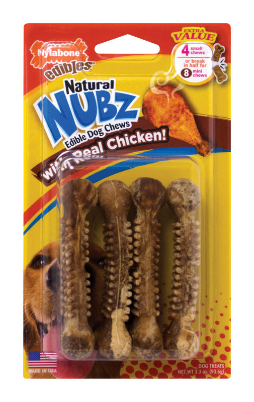 Nylabone Nubz Chicken Chews For Dogs 3.3 oz 4 pk